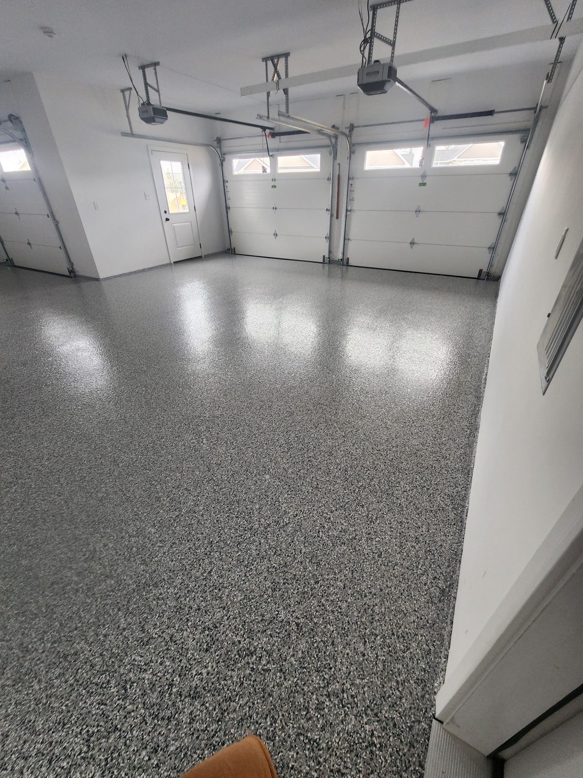 Finished gray flake garage floor coating in Martinsburg, WV